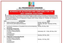 APC RELEASES TIMETABLE FOR 2027 GENERAL ELECTIONS